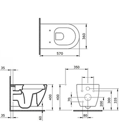 Bocchi Venezia Asma Klozet Rimless Kanalsız, Mat Beyaz Kapak Hariç 1295-002-0128