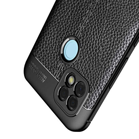 Smcase Realme C21 Kılıf Kamera Korumalı Deri Dokulu Niss Silikon  Nano Ekran Koruyucu