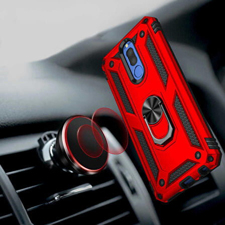 Gpack Huawei Mate 10 Lite Kılıf Vega Tank Standlı Yüzüklü Mıknatıslı