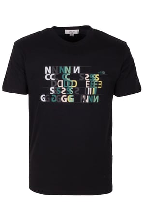 Erkek Tişört Bisiklet Yaka Siyah Slim Fit Baskılı T-shirt NCS JEANS 1295