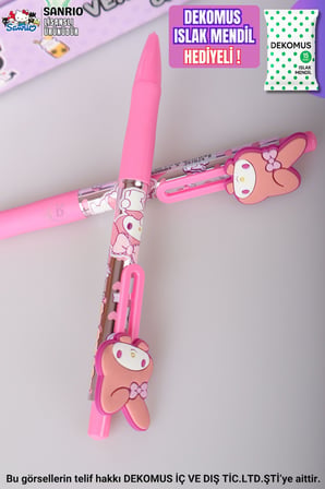 "DEKOMUS ISLAK MENDİL HEDİYELİ" LİSANSLI MY MELODY "TEKLİ" SHINNY VERSATİL UÇLU KALEM 0.7 MM 