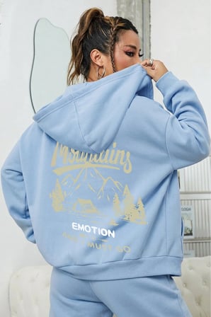 Unisex EMOTIONDAĞ Baskılı Oversize Kapüşonlu Sweatshirt