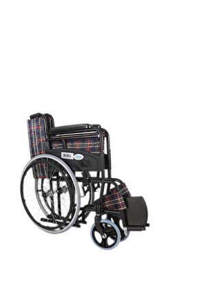 VİPSAĞLIK Tekerlekli Sandalye Kromajlı Ekose Kumaş