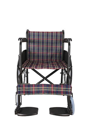 VİPSAĞLIK Tekerlekli Sandalye Kromajlı Ekose Kumaş