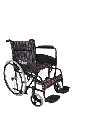 VİPSAĞLIK Tekerlekli Sandalye Kromajlı Ekose Kumaş