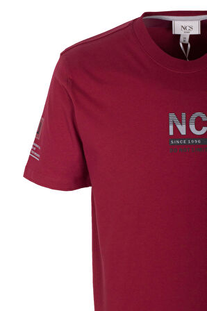 Erkek Tişört Bisiklet Yaka Bordo Slim Fit Baskılı T-shirt NCS JEANS 1296