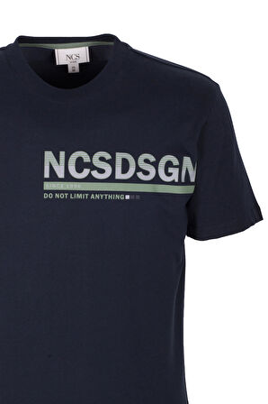 Erkek Tişört Bisiklet Yaka Lacivert Slim Fit Baskılı T-shirt NCS JEANS 1296
