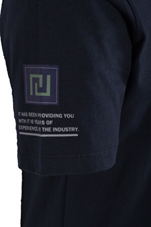 Erkek Tişört Bisiklet Yaka Lacivert Slim Fit Baskılı T-shirt NCS JEANS 1296