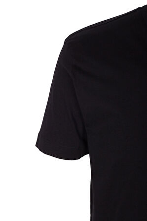 Erkek Tişört Bisiklet Yaka Siyah Slim Fit Baskılı T-shirt NCS JEANS 1297