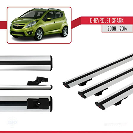 Chevrolet Spark (M300) 2009-2014 Arası ile Uyumlu BASIC Model Ara Atkı Tavan Barı Gri 3 Adet