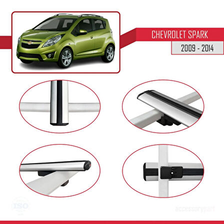 Chevrolet Spark (M300) 2009-2014 Arası ile Uyumlu BASIC Model Ara Atkı Tavan Barı Gri 3 Adet