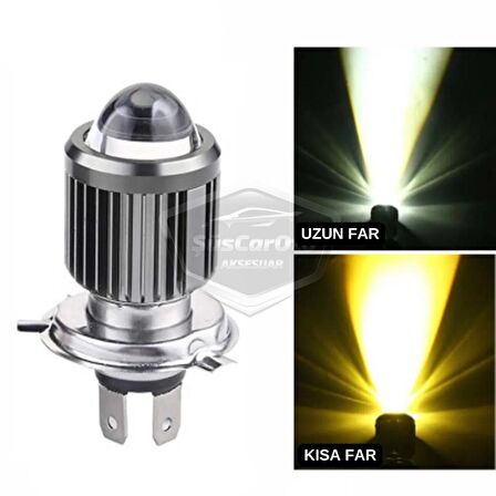 Hyundai Accent Admire 2003-2006 Uyumlu Mercekli Far Ampulü Led Xenon Çift Renk Sarı-Beyaz Far Şimşek Etkili CSP Led Lamba Uzun Kısa 2 Adet Takım