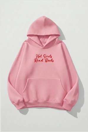 Unisex Yumuşak Dokulu Hot Girl Read Books Baskılı Tasarım Oversize 3 İplik Hoodie Sweatshirt