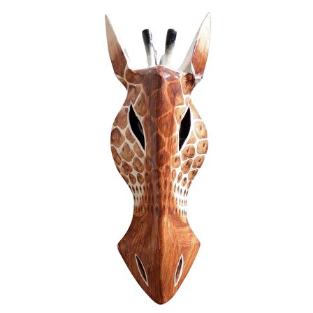 Ahşap Zürafa Mask 25 cm Dekoratif Duvar Dekoru