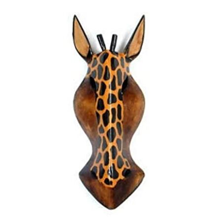 Ahşap Zürafa Mask 25 cm Dekoratif Duvar Dekoru