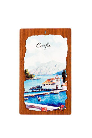 Yunanistan Korfu Adası Temalı Ahşap Fresco Tablo