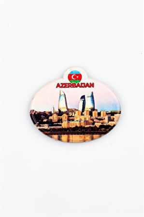 Azerbaycan Flame Towers Oval Magnet