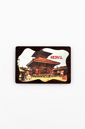 Nepal Temalı Deri Magnet Ahşap Tabaka