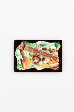 Zambiya Temalı Deri Magnet Ahşap Tabaka