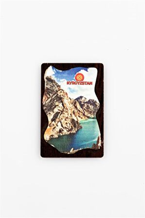 Kırgızistan Temalı Deri Magnet Ahşap Tabaka