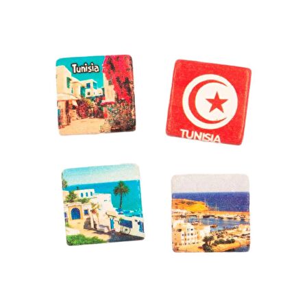 Tunus Temalı Dörtlü Taş Magnet