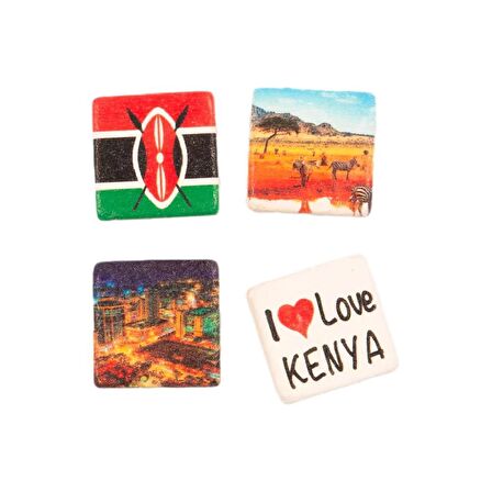 Kenya Temalı Dörtlü Taş Magnet
