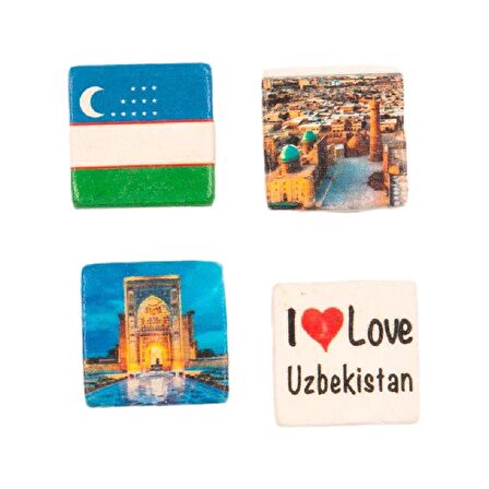 Özbekistan Temalı Dörtlü Taş Magnet