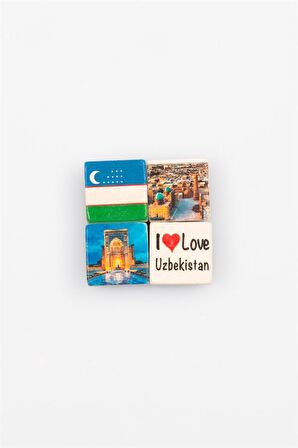 Özbekistan Temalı Dörtlü Taş Magnet