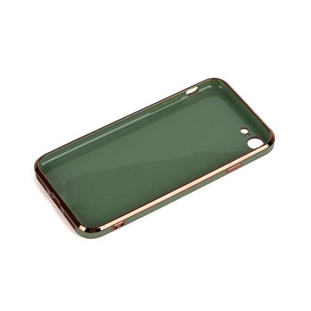 Gpack Apple iPhone SE 2022 Kılıf Bark Parlak Silikon Renkli Kenarları Rose
