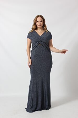 1299 ÖNÜ KELEBEK BAĞLAMALI SIRT TÜL DEYALI SİMLİ BÜYÜK BEDEN ABİYE