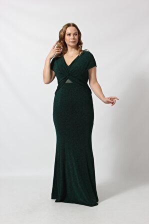 1299 ÖNÜ KELEBEK BAĞLAMALI SIRT TÜL DEYALI SİMLİ BÜYÜK BEDEN ABİYE