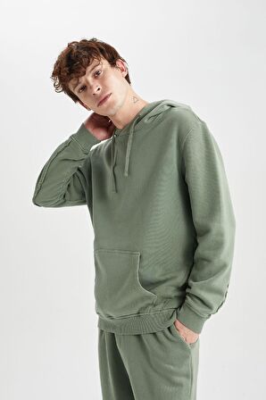DeFacto Regular Fit Kapüşonlu Yıkamalı Soluk Efektli Kanguru Cepli Sweatshirt B1118AX23AUKH262