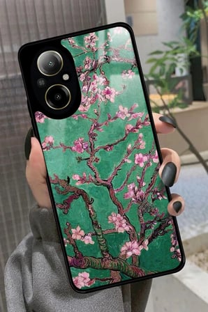 Realme 12 Lite Uyumlu Van Gogh Yeşil Ağaç Tablo Tasarımlı Parlak Silikon Kılıf