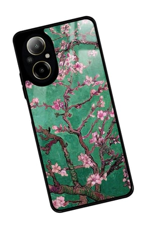 Realme 12 Lite Uyumlu Van Gogh Yeşil Ağaç Tablo Tasarımlı Parlak Silikon Kılıf