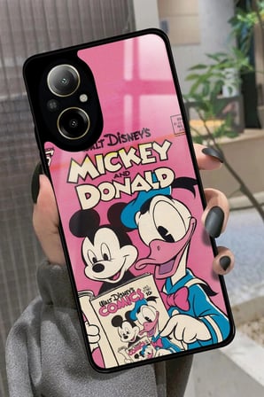 Realme 12 Lite Uyumlu Mıckey Donald Tasarımlı Parlak Silikon Kılıf