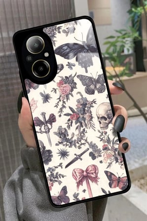Realme 12 Lite Uyumlu Kurukafa Tasarımlı Parlak Silikon Kılıf