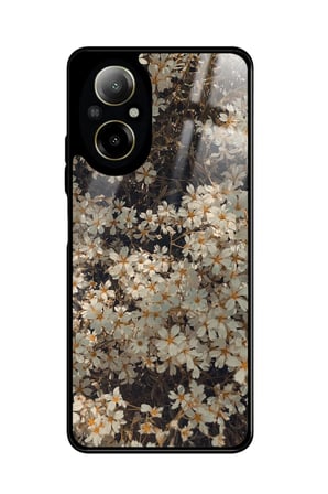 Realme 12 Lite Uyumlu Beyaz Çiçek Tasarımlı Parlak Silikon Kılıf