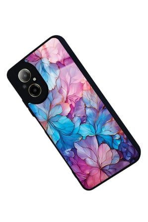 Realme 12 Lite Uyumlu Pembe Çiçek Tasarımlı Parlak Silikon Kılıf