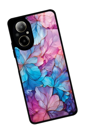 Realme 12 Lite Uyumlu Pembe Çiçek Tasarımlı Parlak Silikon Kılıf