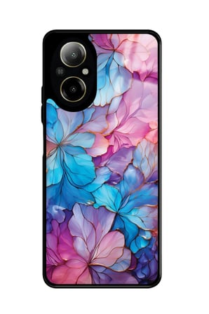 Realme 12 Lite Uyumlu Pembe Çiçek Tasarımlı Parlak Silikon Kılıf