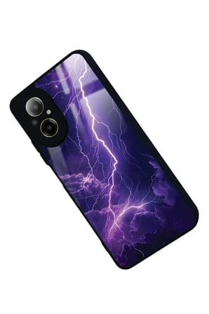 Realme 12 Lite Uyumlu Mor Şimşek Tasarımlı Parlak Silikon Kılıf
