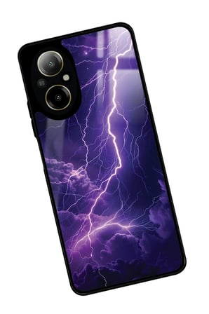 Realme 12 Lite Uyumlu Mor Şimşek Tasarımlı Parlak Silikon Kılıf