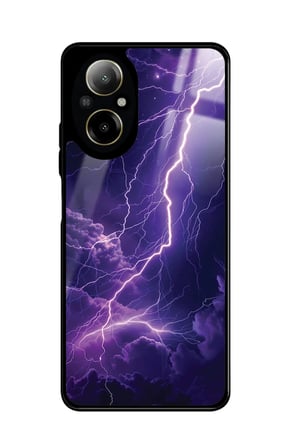 Realme 12 Lite Uyumlu Mor Şimşek Tasarımlı Parlak Silikon Kılıf