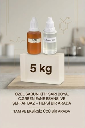 5 KG Şeffaf Sabun Bazı Sarı Boya C.Green Esanslı El Yapımı Sabun Bazı