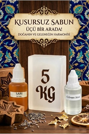 5 KG Şeffaf Sabun Bazı Sarı Boya C.Green Esanslı El Yapımı Sabun Bazı