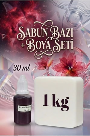 1 KG Opak Sabun Bazı + 30 ML Pembe Kırmızı Sabun Boyası | Doğal Görünümlü Sabun Yapım Seti