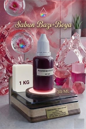 1 KG Opak Sabun Bazı + 30 ML Pembe Kırmızı Sabun Boyası | Doğal Görünümlü Sabun Yapım Seti