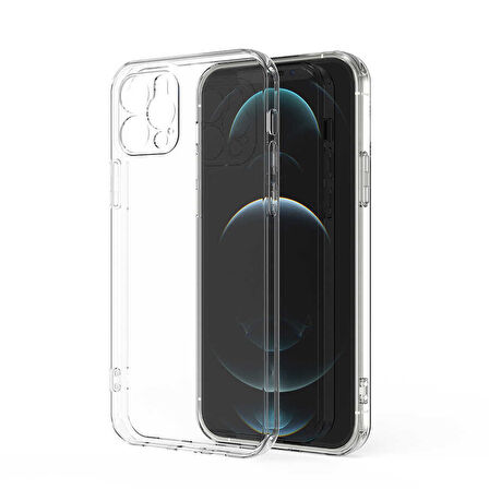 Apple iPhone 12 Pro Max Kılıf Şeffaf İnce Esnek Silikon Kılıf Zipax-Süper