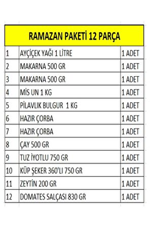 Ramazan Erzak Yardım Paketi Kumanya Kolisi 12 Parça