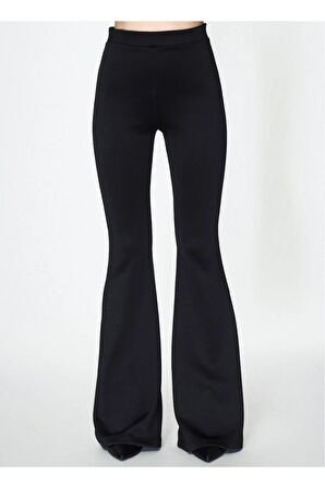 Kadın Siyah İspanyol Paça Yüksek Bel Tayt Pantolon